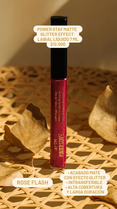 Labial Power Stay Matte Glitter Efectt Pink 7 ML
