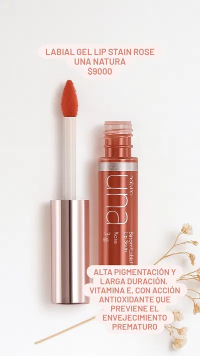 Labial Gel Lip Stain Rose UNA Natura