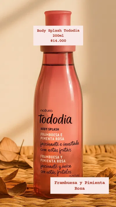 Body Splash Tododia Frambuesa y Pimienta Rosa 200ml Natura 