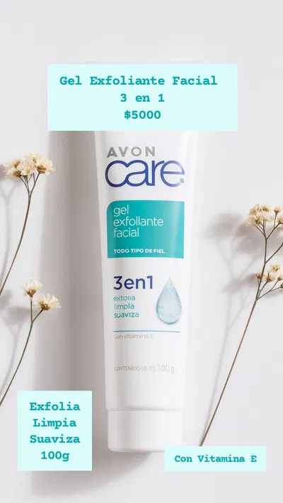 Gel Exfoliante Facial 3 en 1 Care 100g Avon 