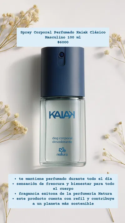 Spray Corporal Kaiak Clásico masculino 100ml Natura 