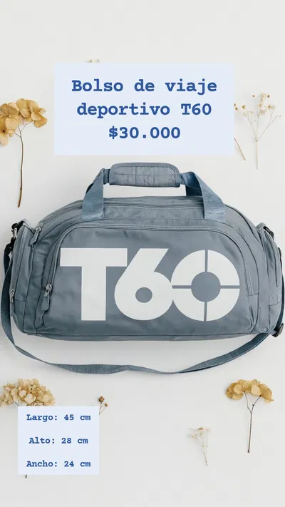 Bolso Mochila de viaje deportivo T60 Celeste Oscuro
