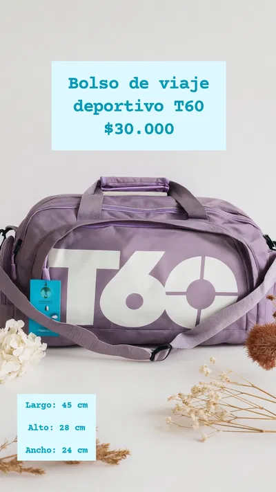 Bolso Mochila de viaje deportivo T60 Lila