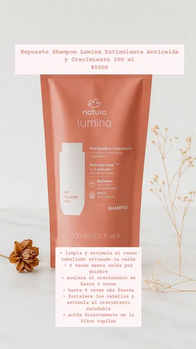Repuesto Shampoo Lumina Estimulante Anticaída y Crecimiento 300 ml Natura