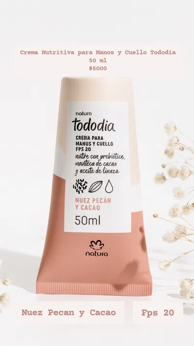 Crema de Manos y Cuello Tododia Nuez Pecan y Cacao 50ml Natura 