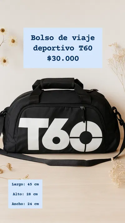 Bolso Mochila de viaje deportivo T60 Negro