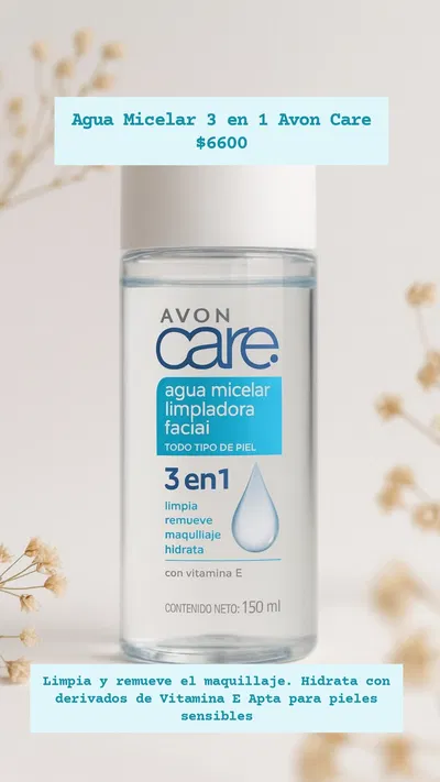 Agua Micelar 3 en 1 Care Avon