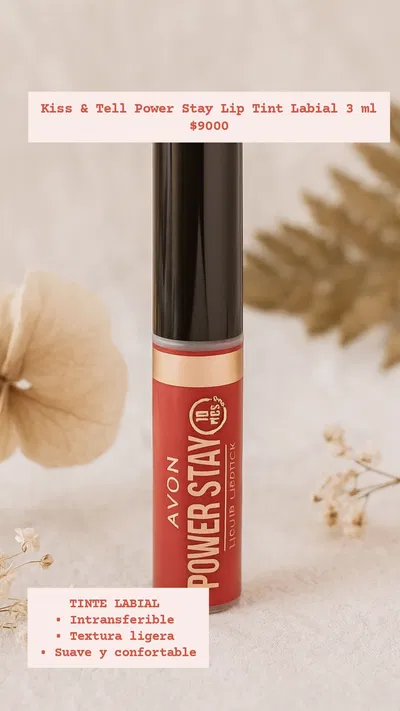 Tinte Labial Power Stay Kiss & Tell Avon 