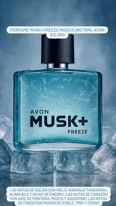 Perfume Musk+ Freeze masculino 75ml Avon