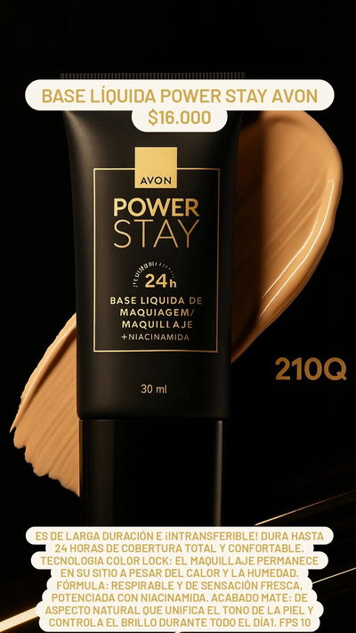 Base Líquida Power Stay Tono 210Q Avon