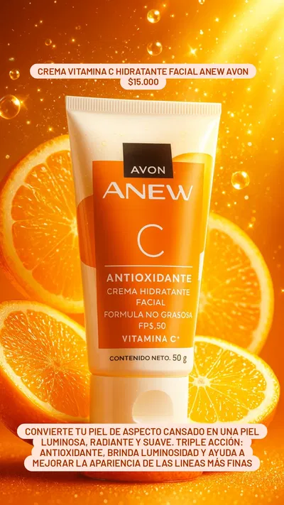 Crema Vitamina C Hidratante Facial 50fps Anew 50g Avon