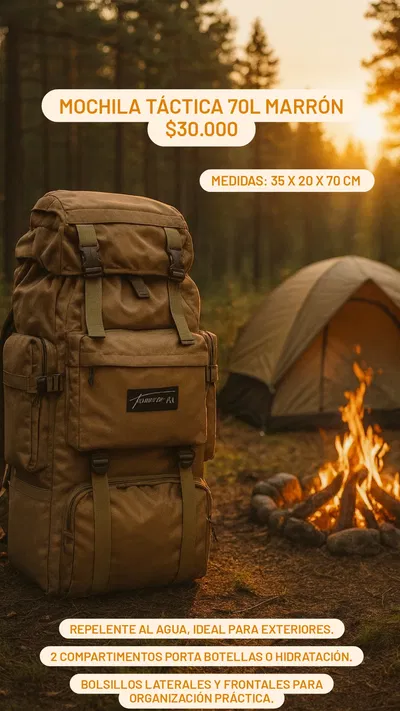 Mochila Táctica 70L Marrón
