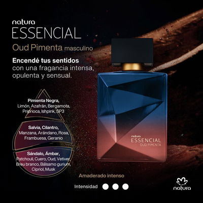 Perfume Essencial Oud Pimienta masculino 100ml Natura 