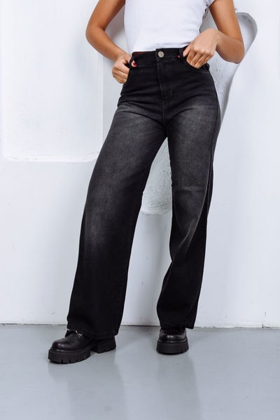 Wide Leg Gastado Black