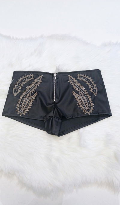 Mini short cuerina bordado texy