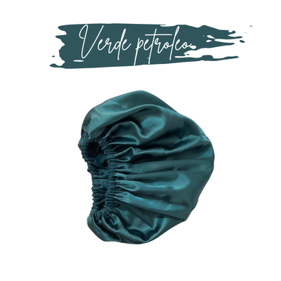 Cofia de saten Verde petroleo