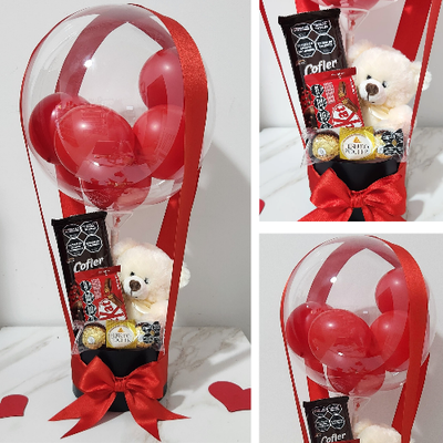 Globo burbuja con oso chico y chocolates