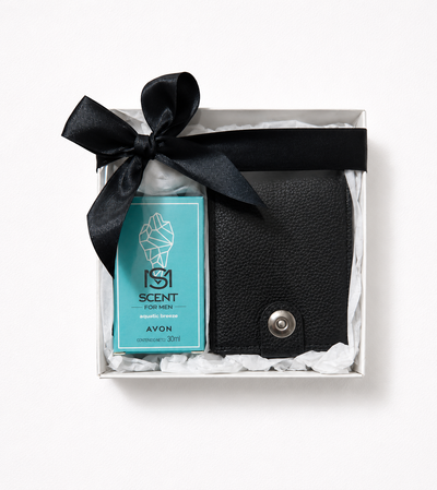 Box billetera + perfume scent aquatic breeze