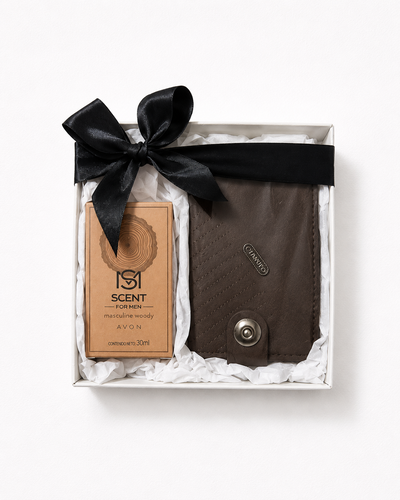 Box billetera + perfume Scent masculine woody