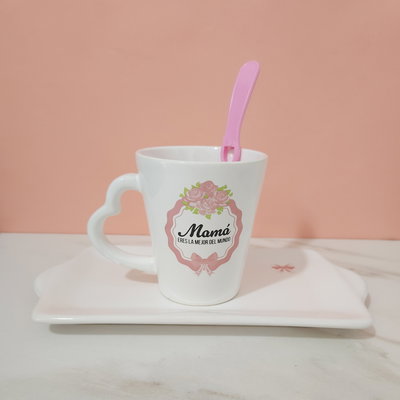 Set de bandeja y taza rose