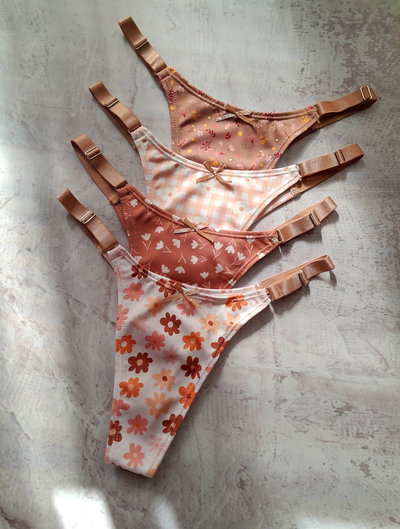 Estampada en V Regulable Nude x2