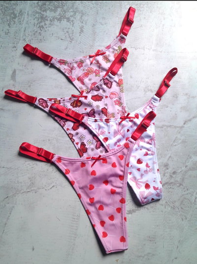Bombi en V Regulable Lycra Rosas x2