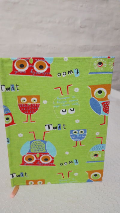 Cuaderno verde buhos de colores