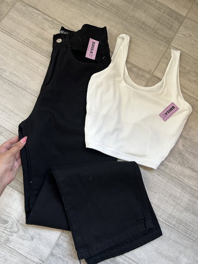 Wide leg negro rígido