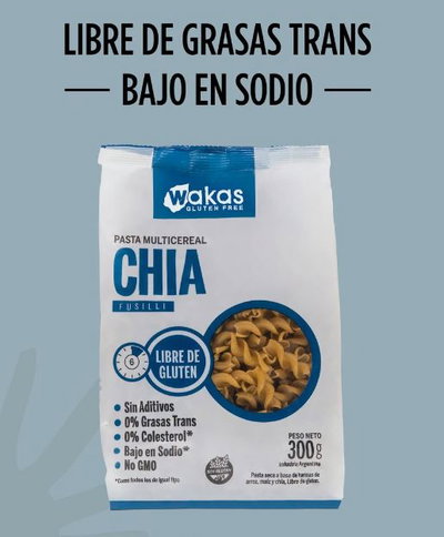 PASTA MULTICEREAL FUSILLI WAKAS SIN TACC 400 GR