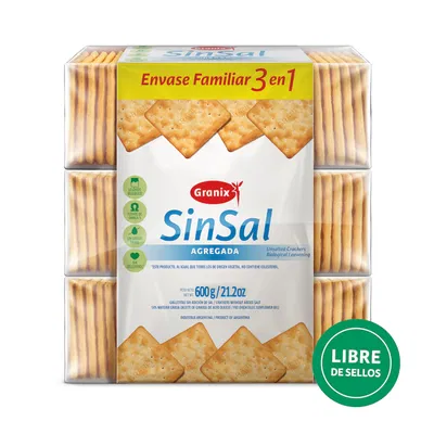 Galletitas Sin Sal GRANIX Pack Familiar 3 en 1 600g