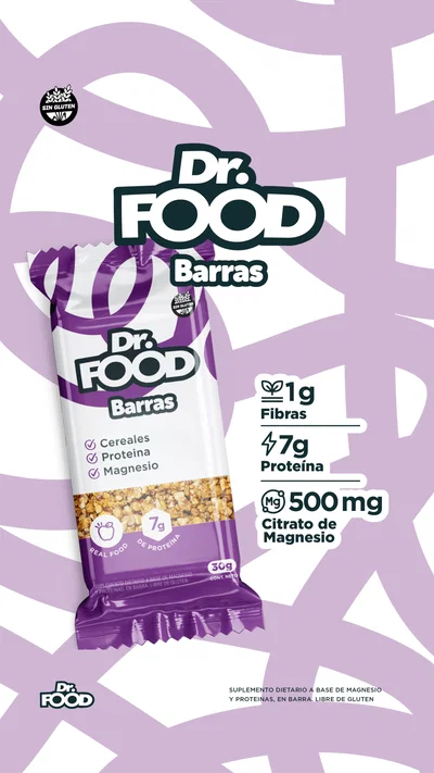 BARRA CON MAGNESIO Y PROTEÍNAS - DR FOOD 30gr x 2 unidades