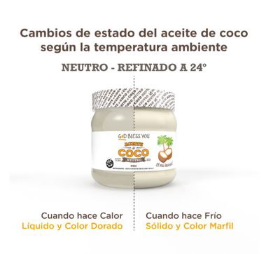 ACEITE DE COCO RBD (SABOR NEUTRO) GOD BLESS YOU