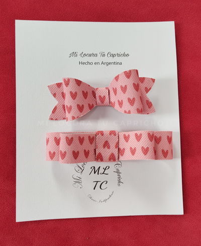 Moñito duo eco corazones rojos