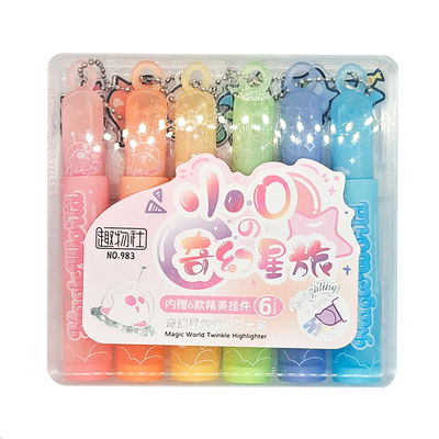 RESALTADOR CON GLITTER VALIJA X6 COLORES