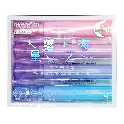 RESALTADOR CON GLITTER X4 COLORES