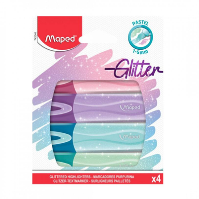 RESALTADOR MAPED GLITTER PASTEL BLISTER X 4 U. SURTIDOS