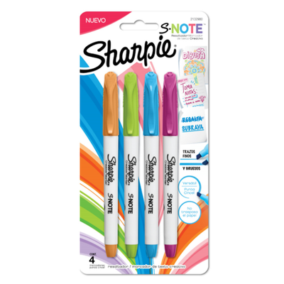 RESALTADOR SHARPIE NOTE BLISTER X4 COLORES