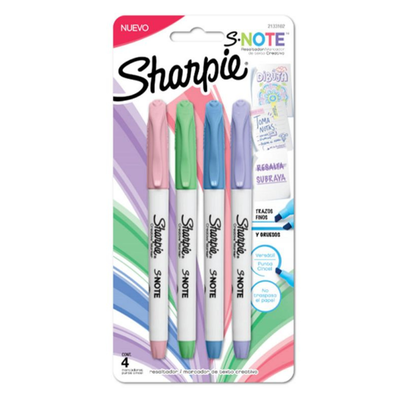 RESALTADOR SHARPIE NOTE EN BLISTER X 4 COLORES