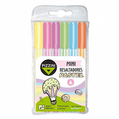 RESALTADOR PIZZINI MINI PASTEL X 6 COLORES