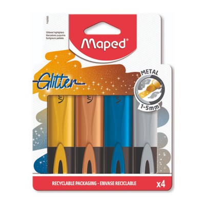 RESALTADOR MAPED GLITTER BLISTER X 4 U. SURTIDOS