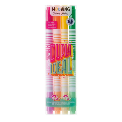 RESALTADOR MOOVING DUO NEON/PASTEL EN BLISTER X 4