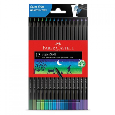 LAPICES DE COLORES FABER CASTELL X 15 SUPER SOFT TONOS FRIOS