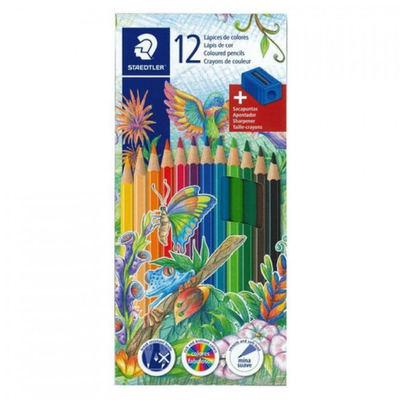 LAPICES DE COLORES STAEDTLER X 12 LARGOS + SACAPUNTA