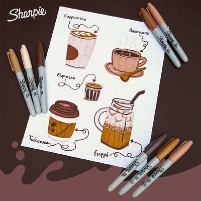 MARCADOR SHARPIE PERMANENTE TONOS DE PIEL X5