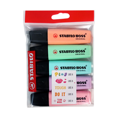 RESALTADORES STABILO BOSS PASTEL X5U + STICKER LIKE