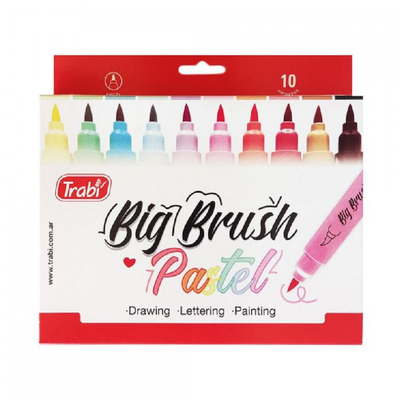 MARCADOR TRABI BIG BRUSH PASTEL PUNTA PINCEL BLISTER X 10 COLORES