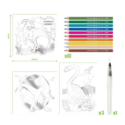 KIT COLOREO MAPED CREATIV AQUA ART DINO HJS. METALIZADAS