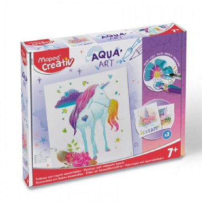 KIT COLOREO MAPED CREATIV AQUA ART UNICORNIO HJS. METALIZADAS