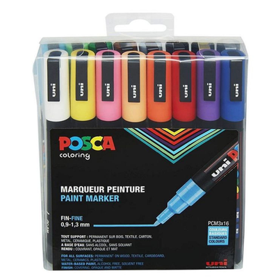 MARCADOR UNI POSCA PC-3M ESTUCHE X 16 COLORES