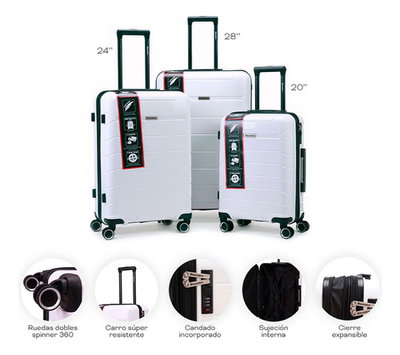 SET DE VALIJAS DISCOVERY X3 28   24   20   IRROMPIBLE BLANCO